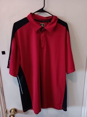 Men's Red Polo Shirt with Black Accents 2XL
